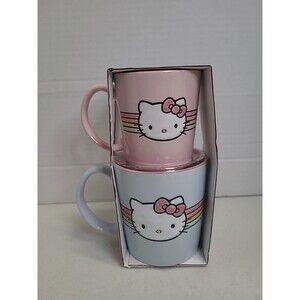 Hello Kitty Mug Set of 2 Double Sided   Pink & Blue New Boxed